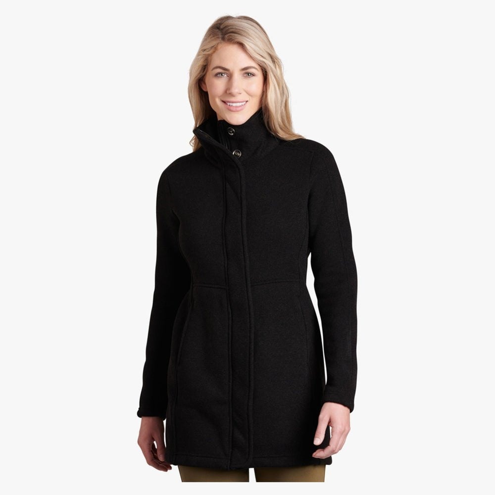 KÜHL Black Highland Long Sweater Jacket Women's Small Full Zip Snap Gorpcore